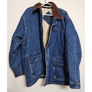 Vintage High Noon Sherpa Lined Denim Jean Jacket Mens XL